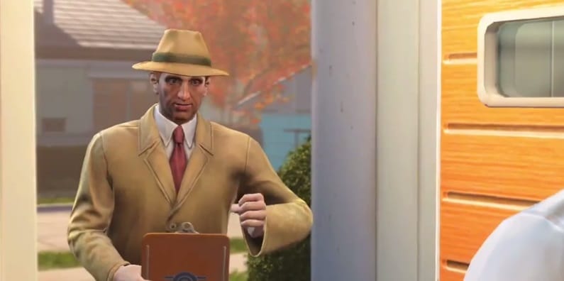 En sælger, der går fra dør til dør.